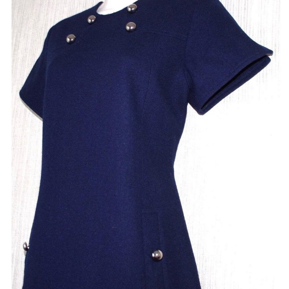 Paul & Joe Sister  Navy Wool Blend Lined Short Sleeve  Dress Size small